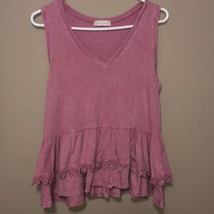 Altar’d State pink tank top with ruffled bottom